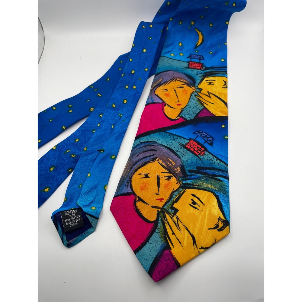 The Beatles Do You Want to Know a Secret Silk Tie Blue Graphic Manhattan Menswea